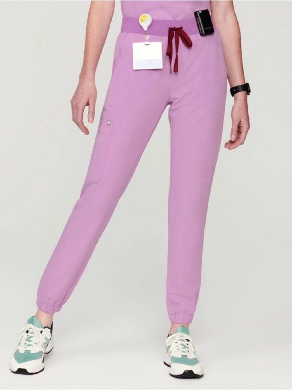 Figs Dusk Iris Drawstring Jogger Scrub Pants with Maroon Tie